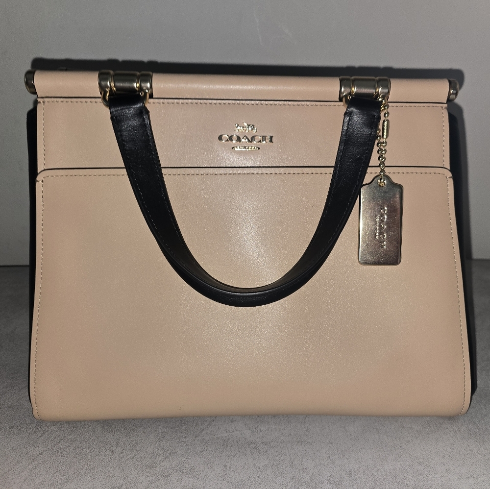 Coach‎ Grace Black and Tan Leather Satchel & Dusty NWOT